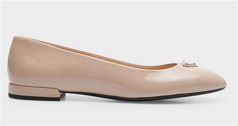 women's cipria beige nude patent leather calfskin logo ballerina 